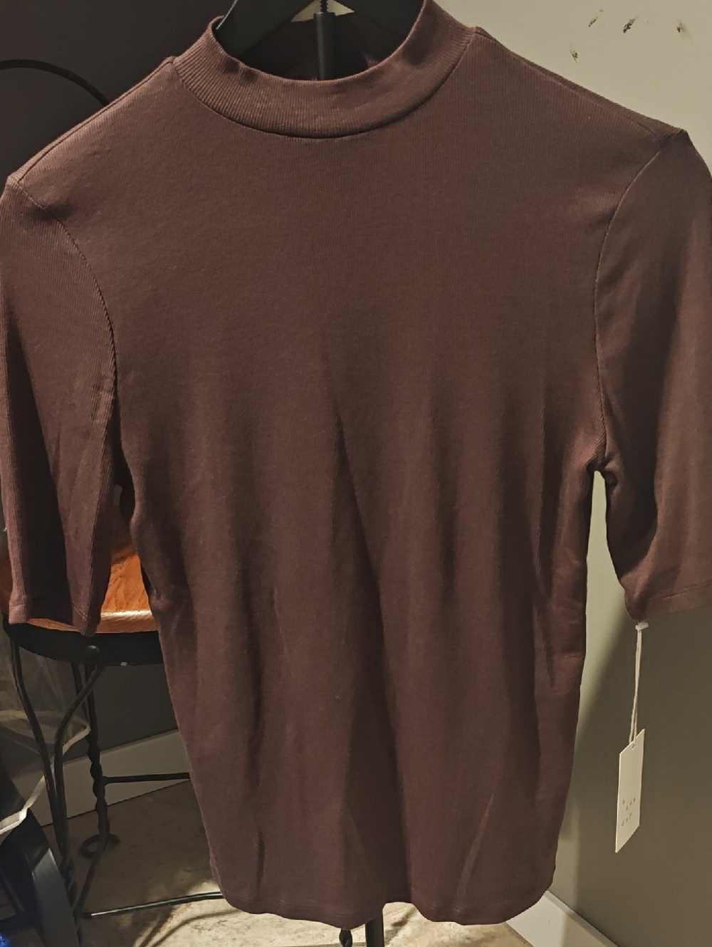 a new day Men's Short-Sleeve Mock Neck Shirt - Brown